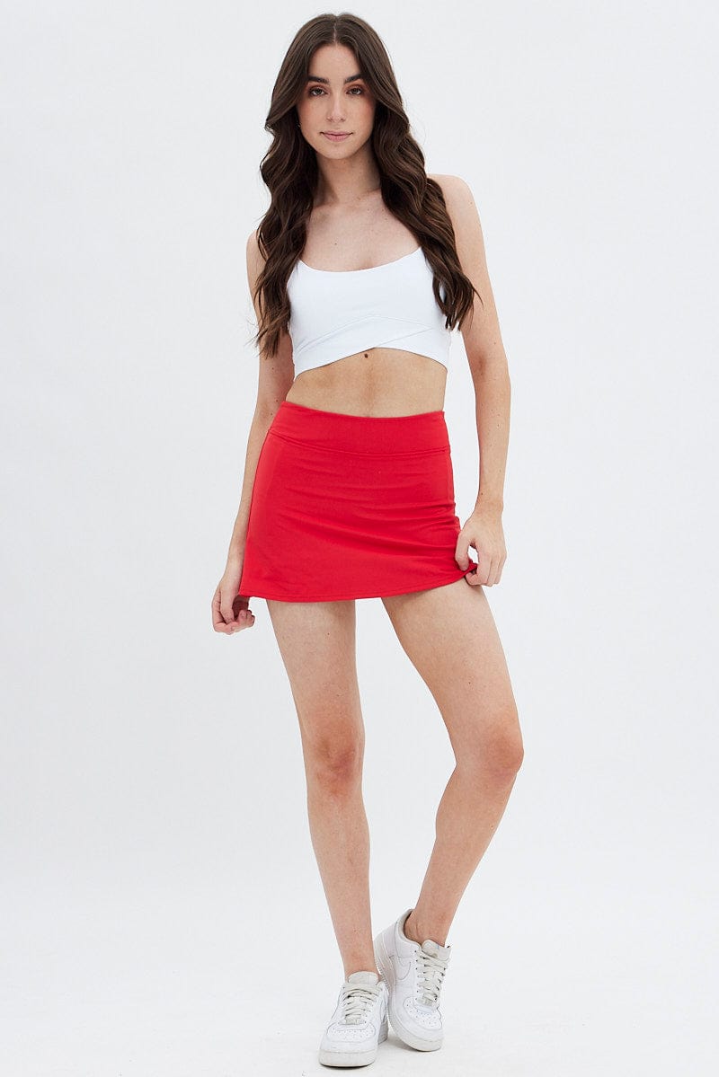 Red Tennis Skirt Mini Active for Ally Fashion