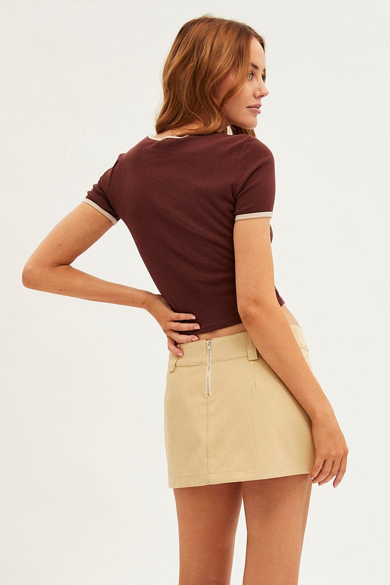 Beige Mini Skirt Low Rise for Ally Fashion