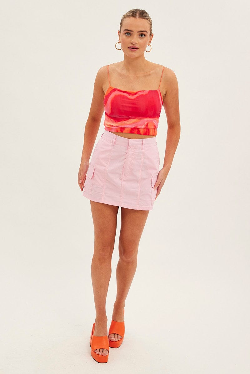 Pink Cargo Skirt Mini Mid Rise for Ally Fashion