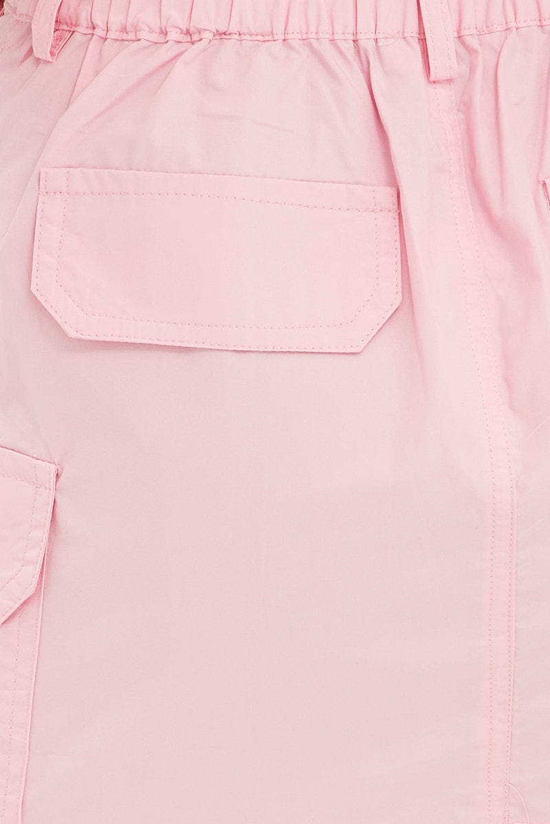 Pink Cargo Skirt Mini Mid Rise for Ally Fashion