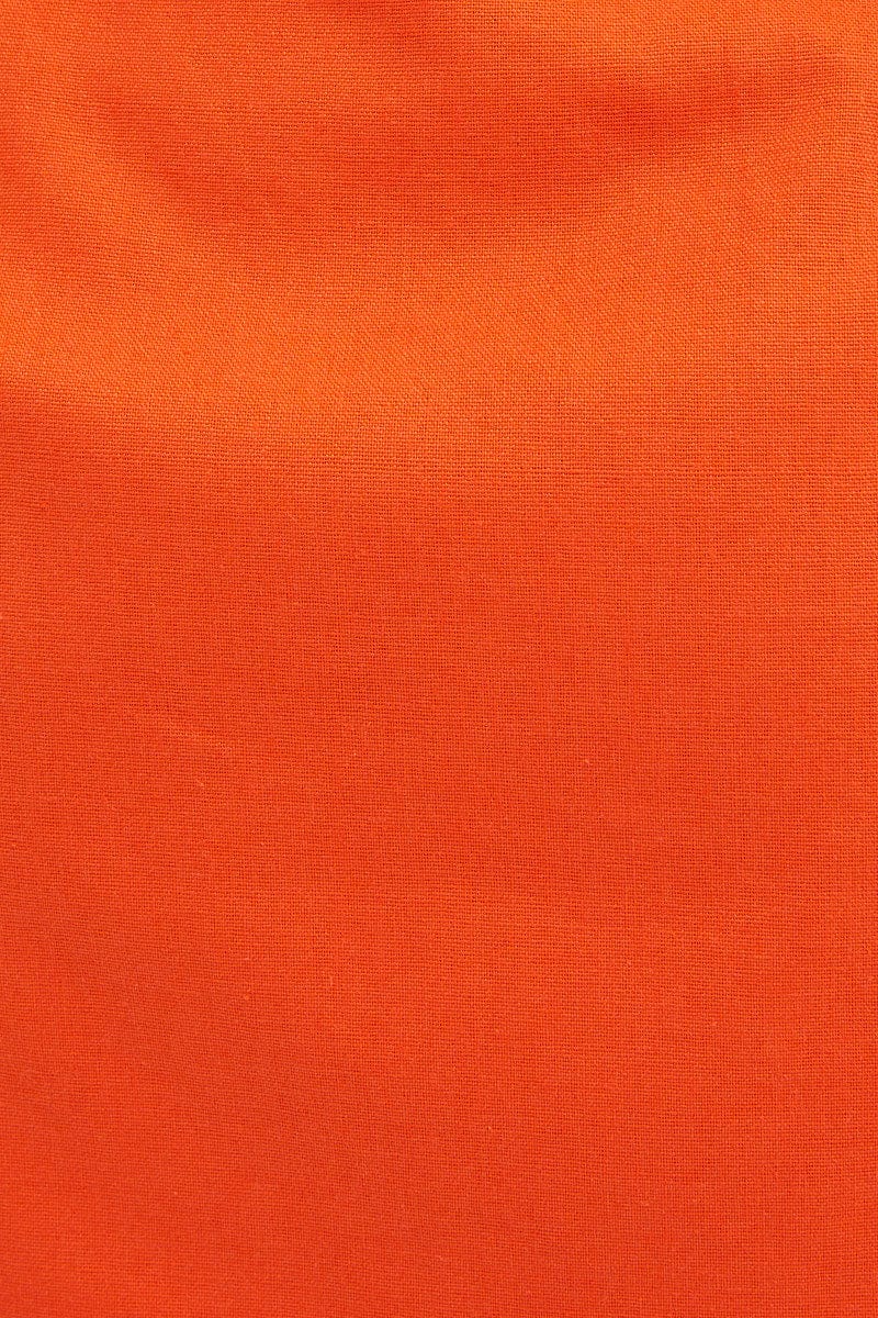Orange Mini Skirt High Rise Linen Blend for Ally Fashion