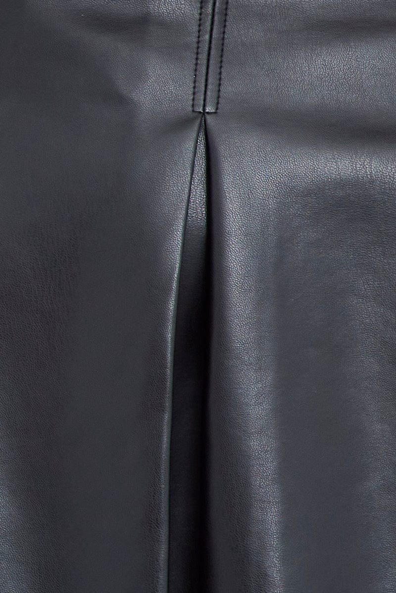 Black Pleated Skirt Mini Faux Leather for Ally Fashion