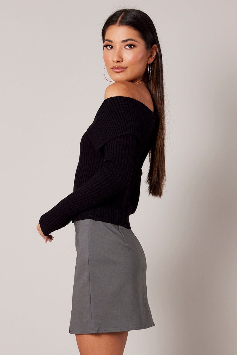 Grey Mini Skirt High Rise for Ally Fashion