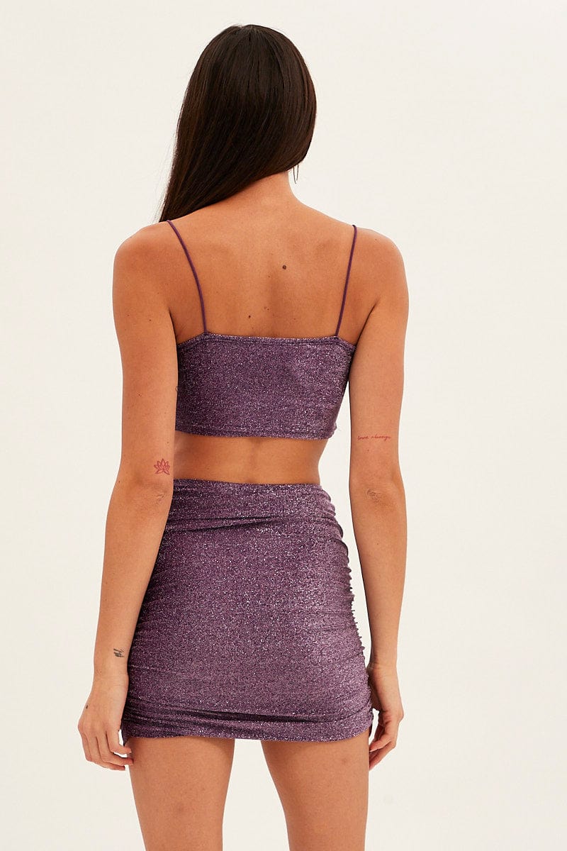 Purple Mini Skirt Bodycon Slinky for Ally Fashion