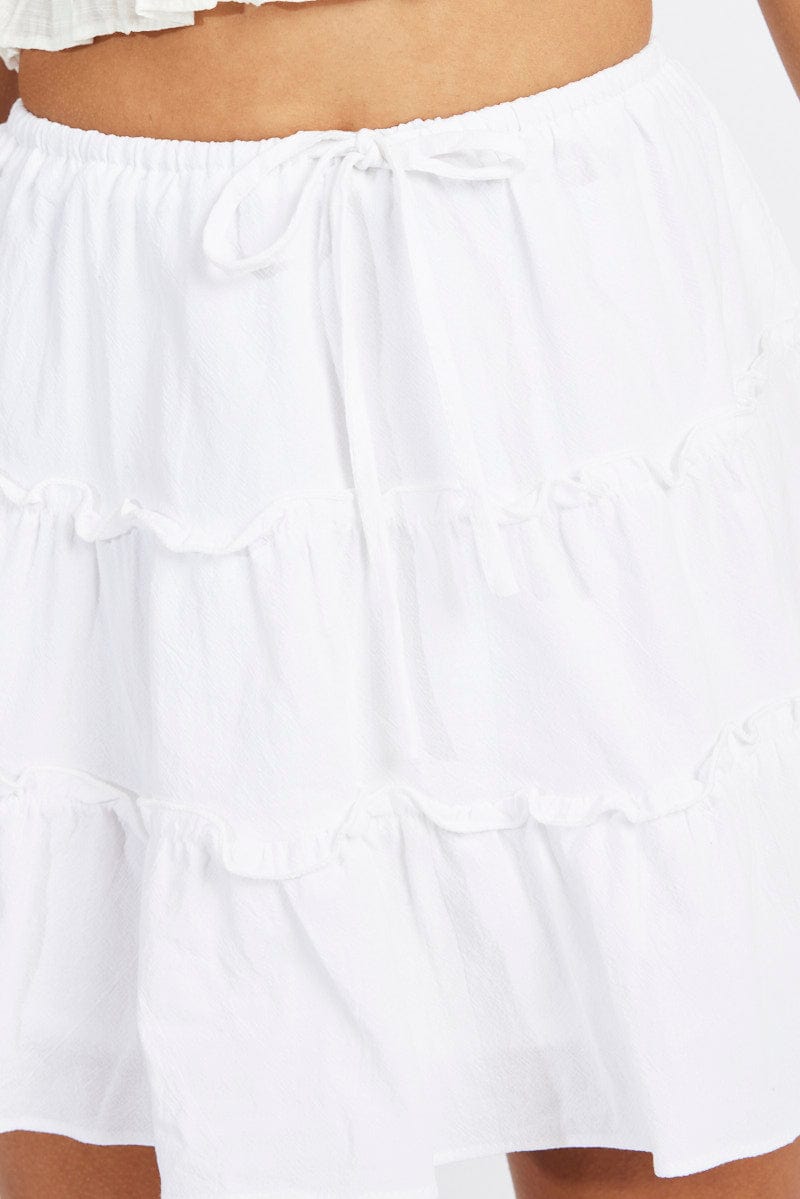 White Skater Skirt Tiered Mini for Ally Fashion