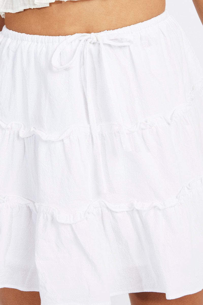 White Skater Skirt Tiered Mini Ally Fashion