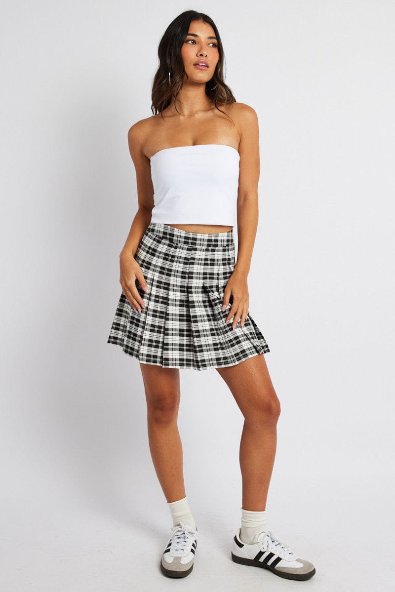 Black Check Tennis Skirt Pleated Mini for Ally Fashion
