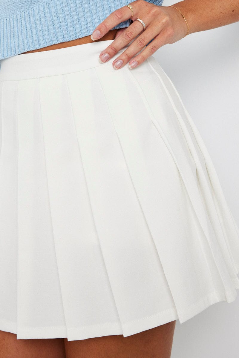 White Tennis Skirt Pleated Mini for Ally Fashion