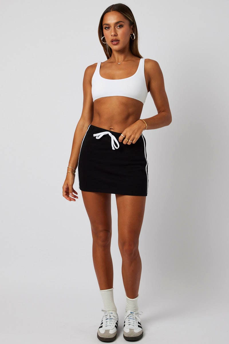 Black Mini Skirt Side Stripe for Ally Fashion