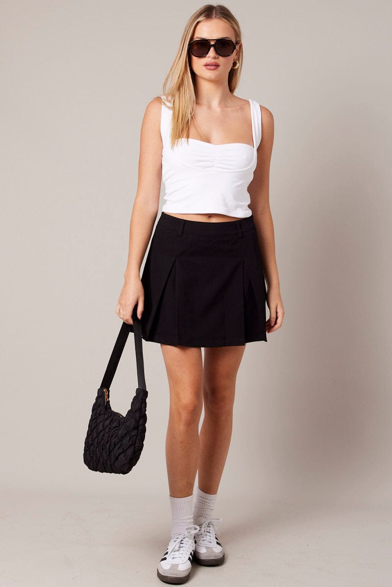 Black Mini Skirt Pleated for Ally Fashion