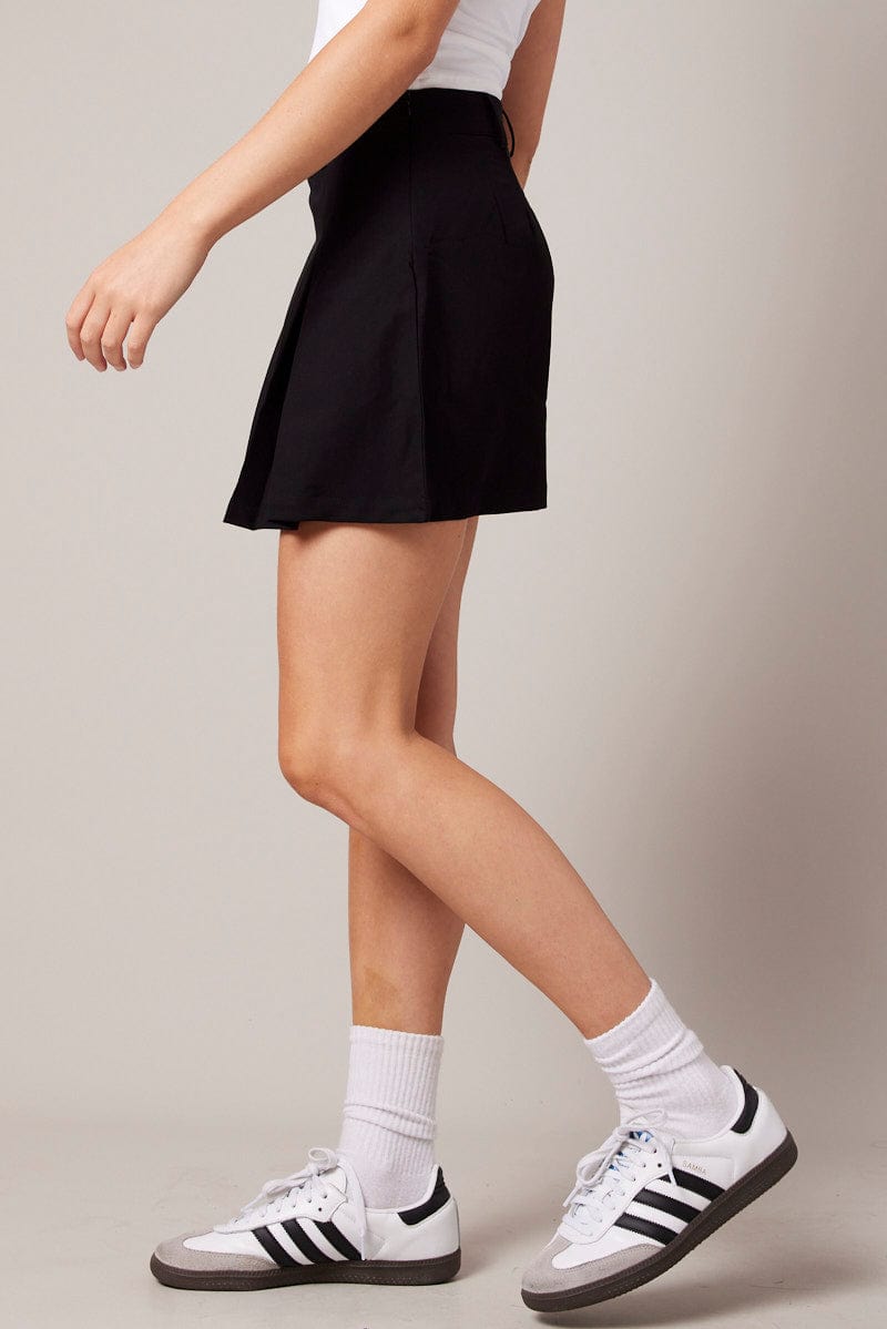 Black Mini Skirt Pleated for Ally Fashion