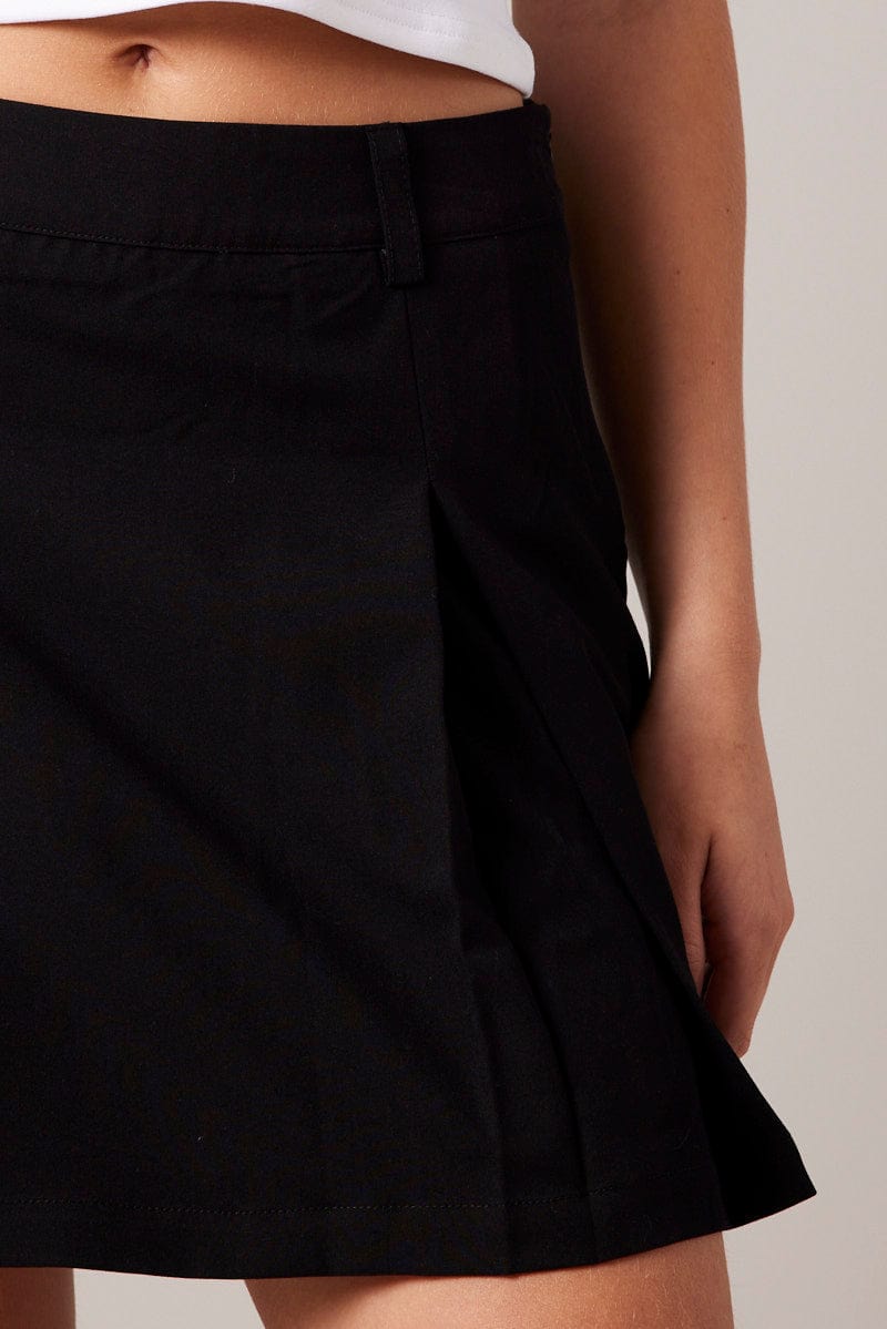 Black Mini Skirt Pleated for Ally Fashion