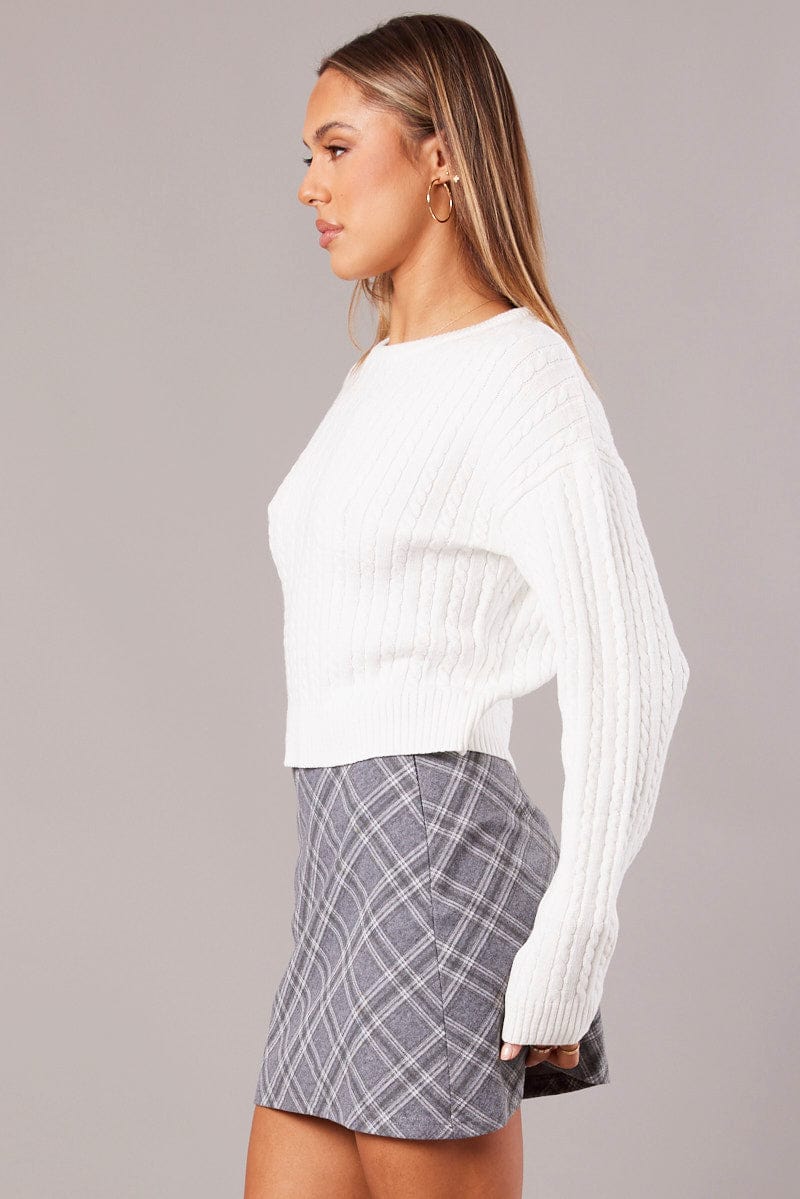 Grey Check Mini Skirt High Rise for Ally Fashion