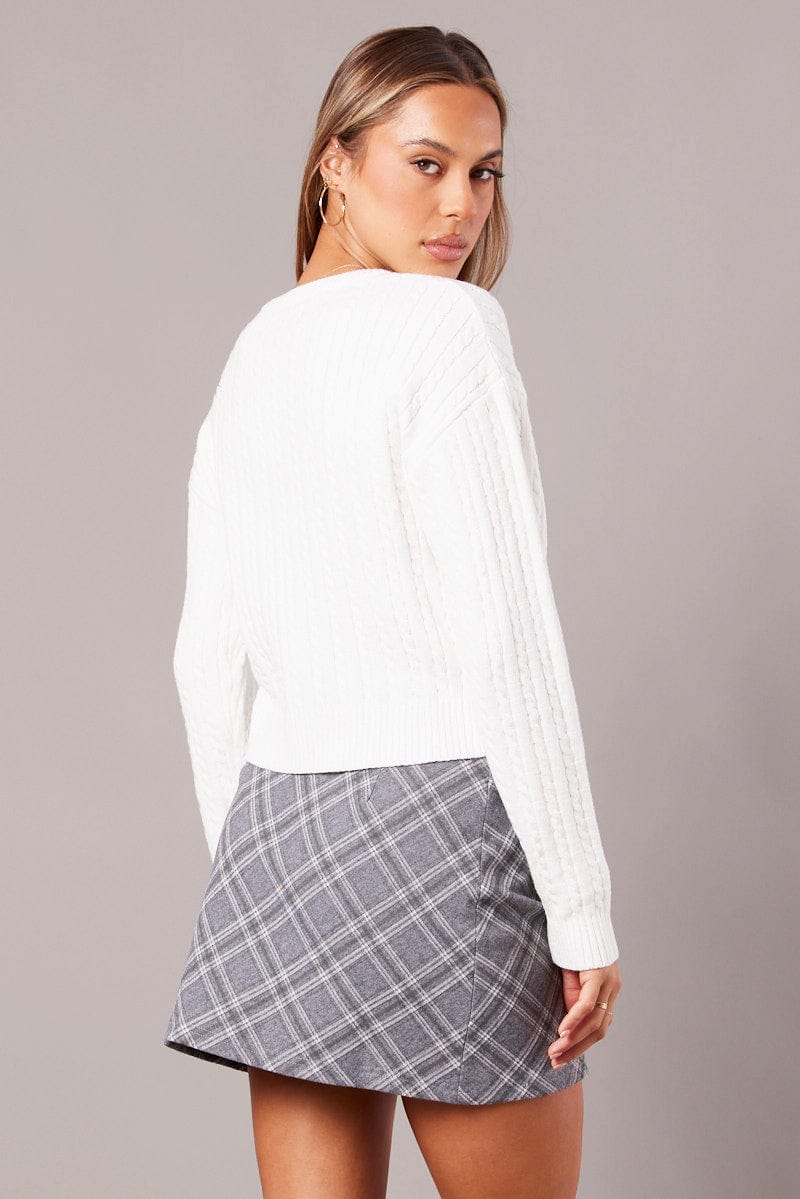 Grey Check Mini Skirt High Rise for Ally Fashion