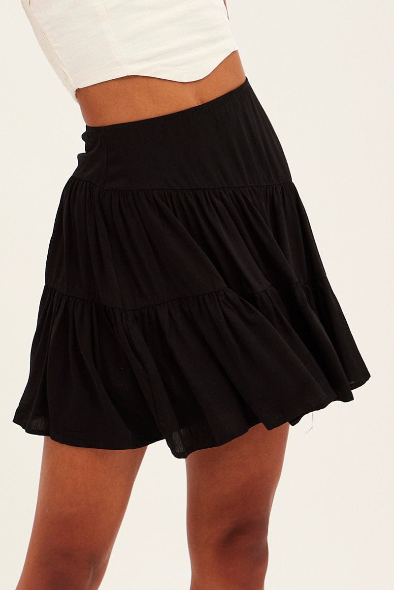 Black Flare Skirt Mini High Rise for Ally Fashion
