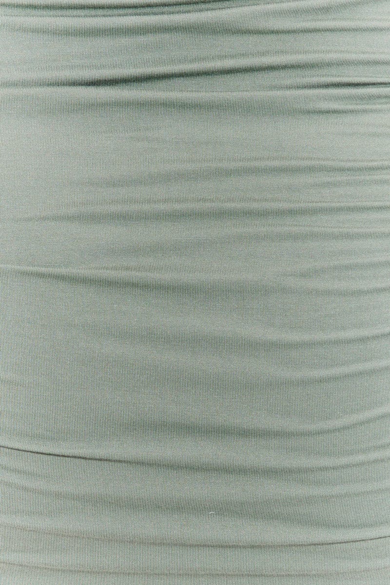 Green Mini Skirt Bodycon Side Ruched Viscose for Ally Fashion