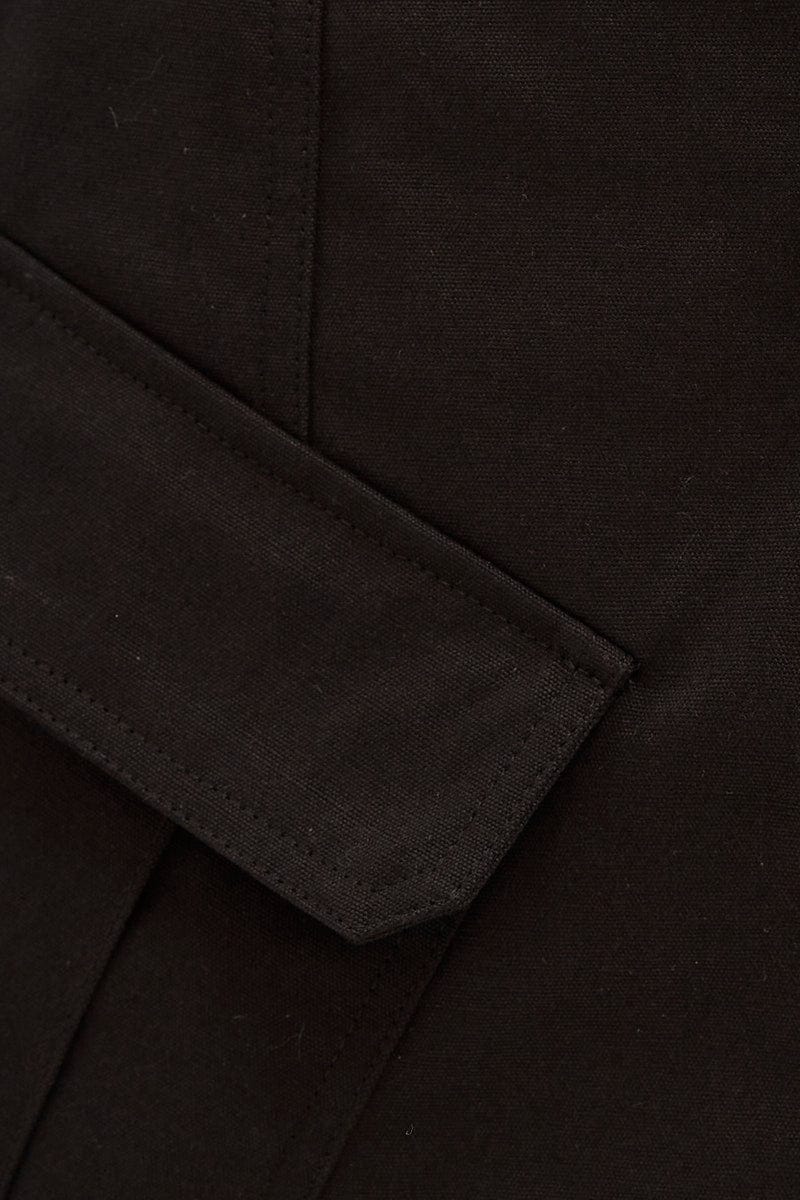 Black Mini Skirt Cargo Cotton Blend for Ally Fashion