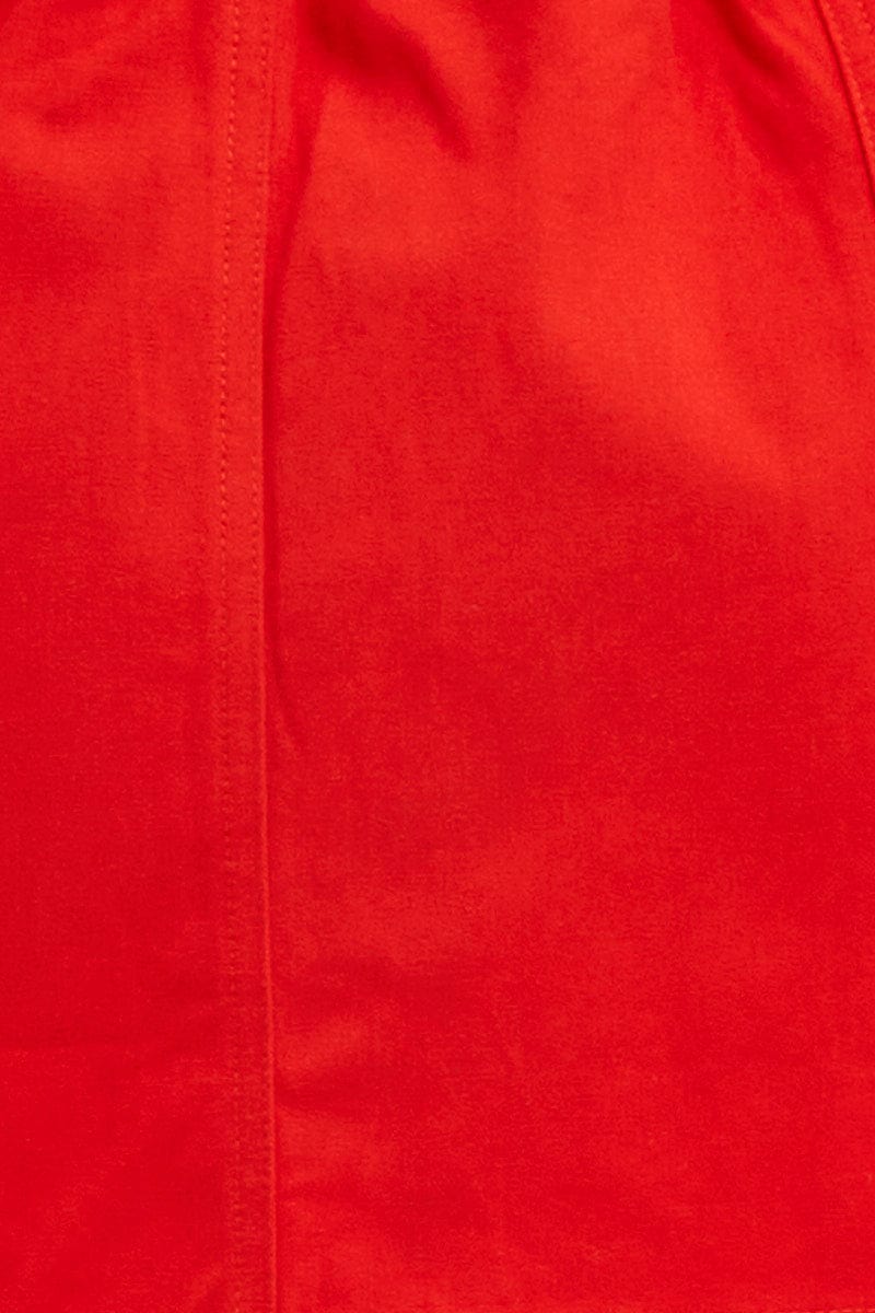 Red Mini Skirt Cargo Cotton Blend for Ally Fashion