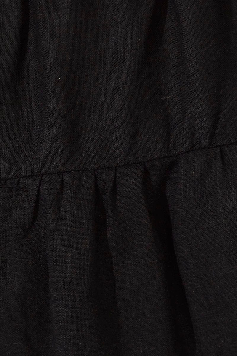 Black Skater Skirt Mini Linen Blend for Ally Fashion
