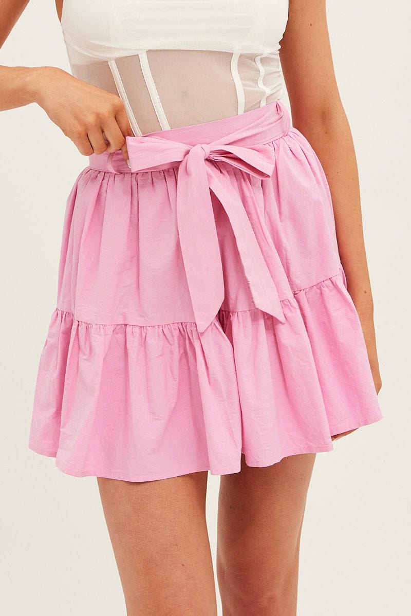 Shop Pink Ethnic Printed Maxi Flared Skirt | Jaipur Kurti