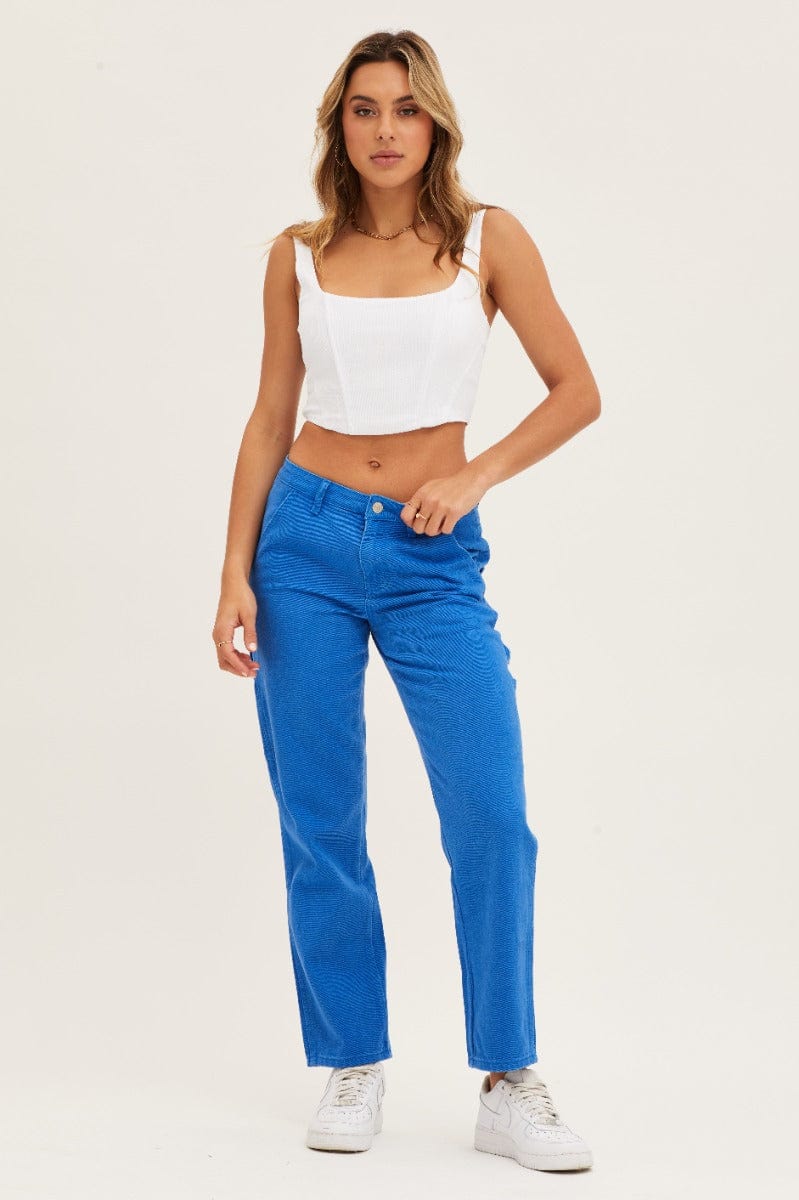 Women’s Blue Carpenter Denim Jeans Low Rise | Ally Fashion