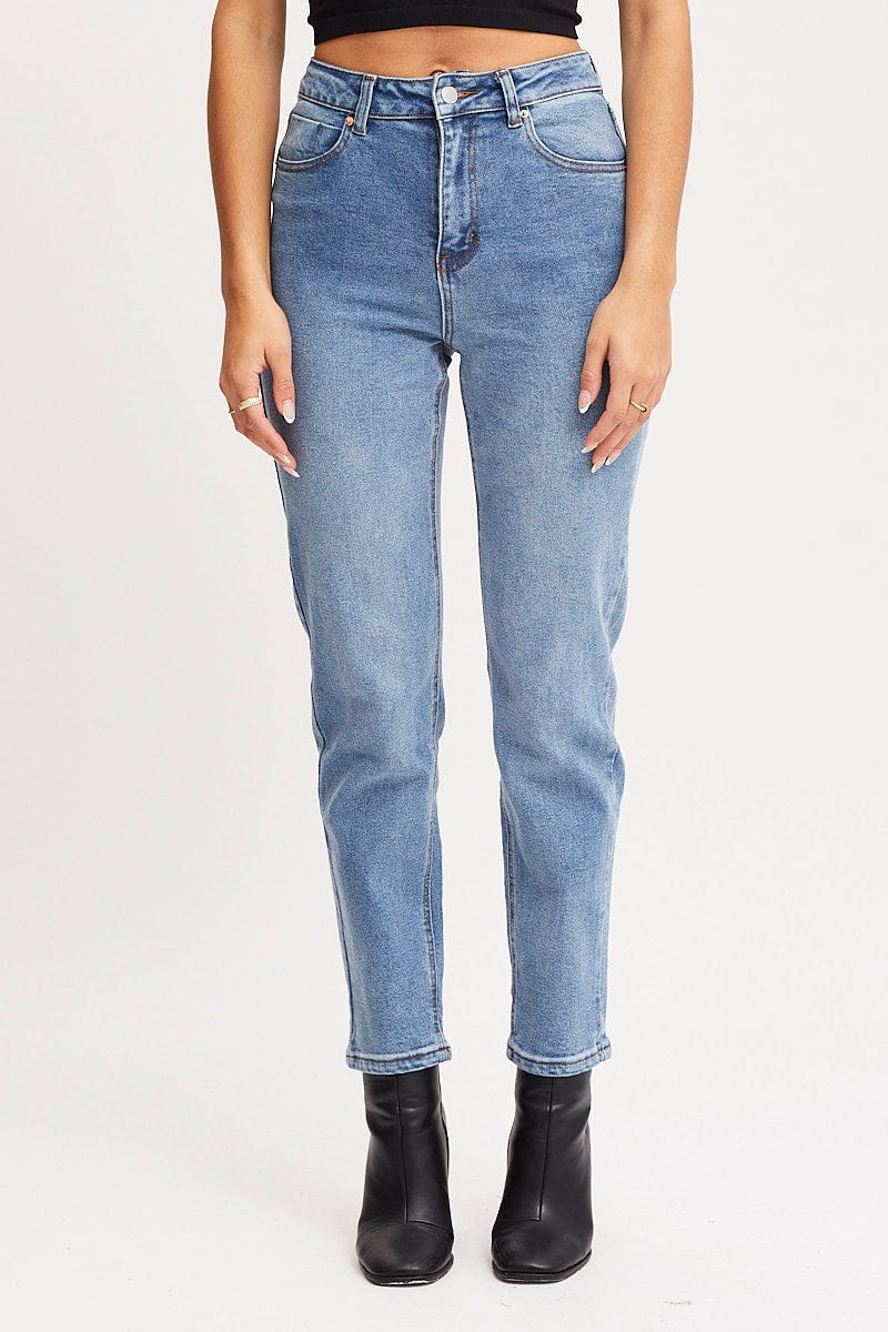 Women’s Blue High Rise Mom Jeans | Ally Fashion