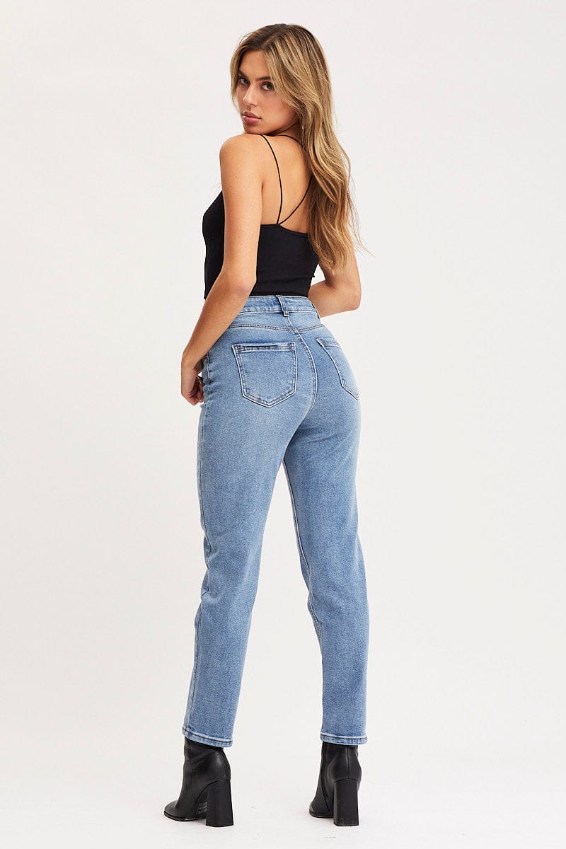 Women’s Blue High Rise Mom Jeans | Ally Fashion