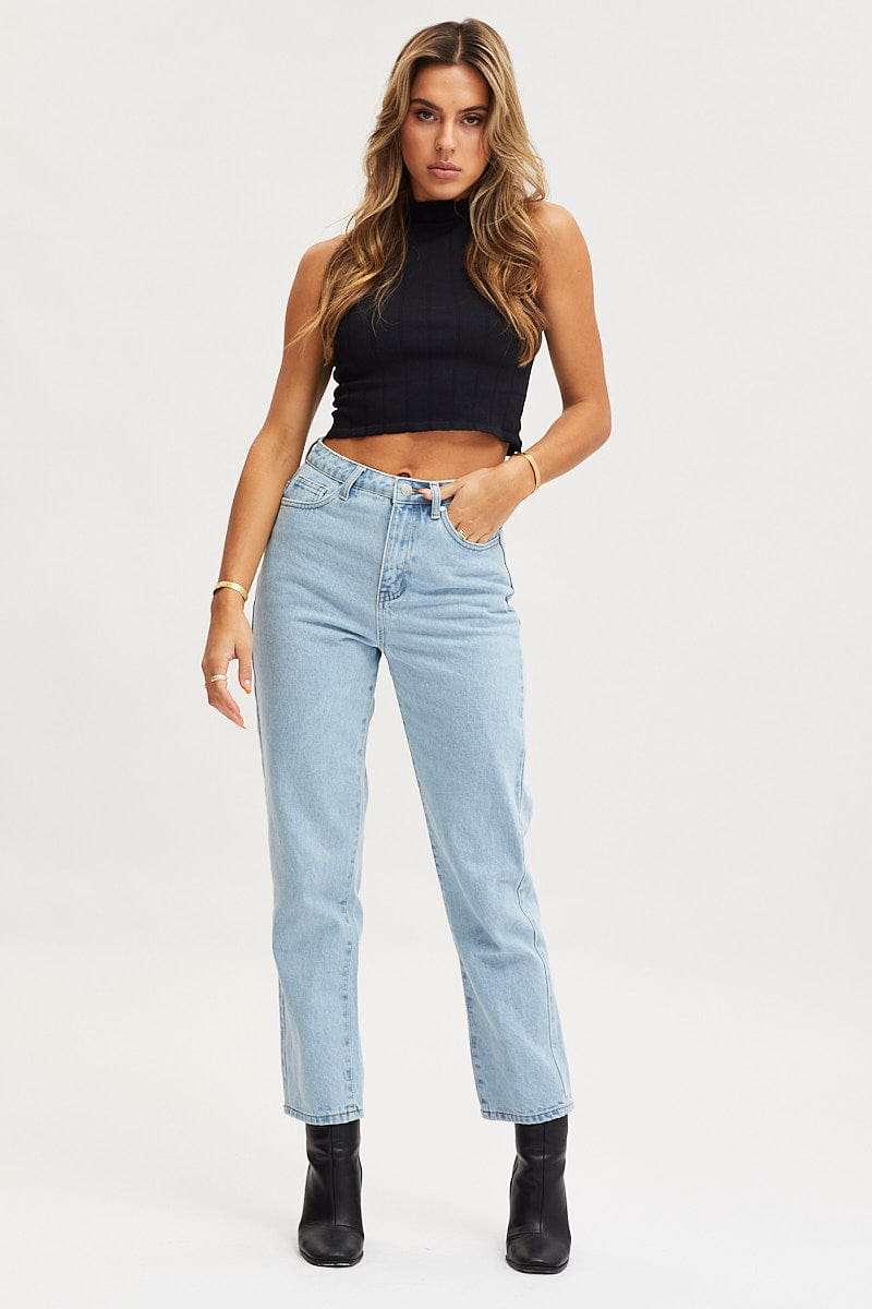Women’s Blue High Rise Mom Jeans | Ally Fashion