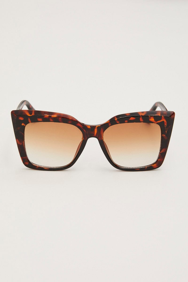 SUNGLASSES Print Square Cat-Eye Tinted Sunglasses for Women by Ally