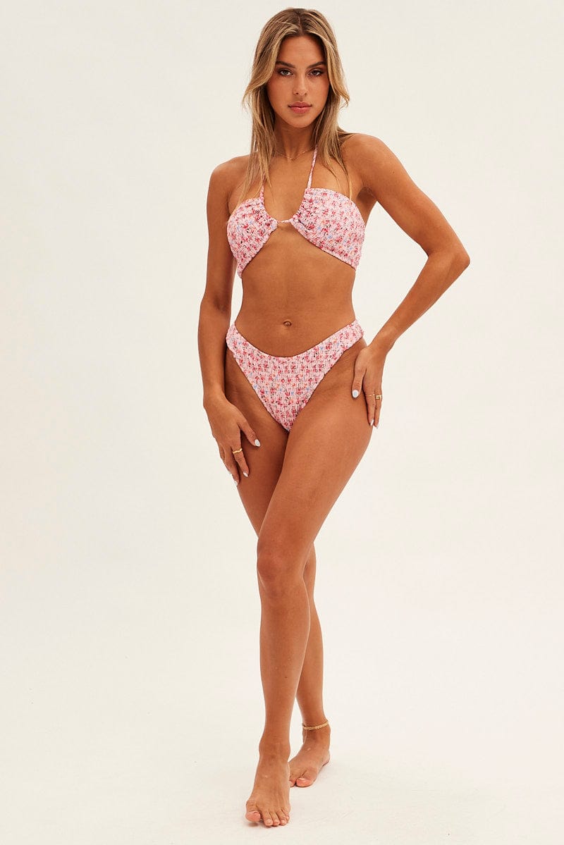 Pink Floral Two Piece Bikini for Ally Fashion