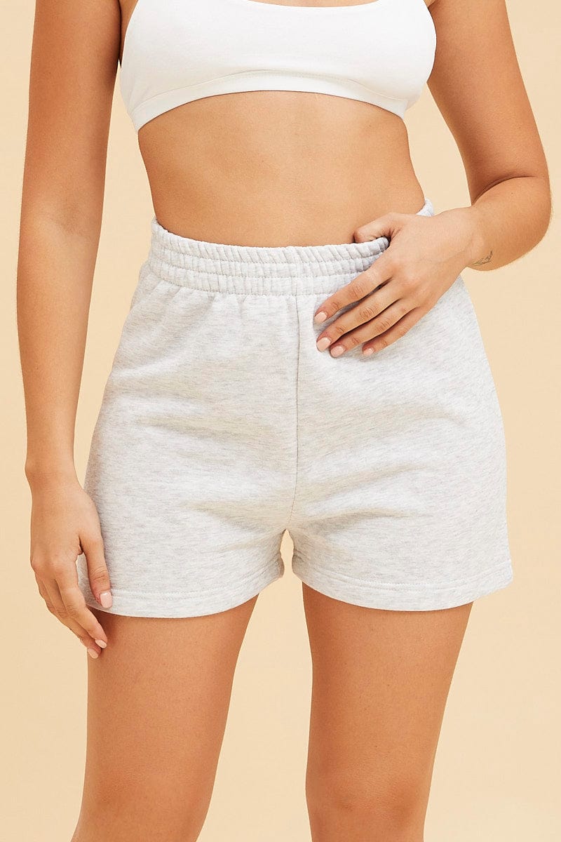 SWEAT Grey Lounge Shorts Cotton Fleece Relaxed Fit for Women by Ally