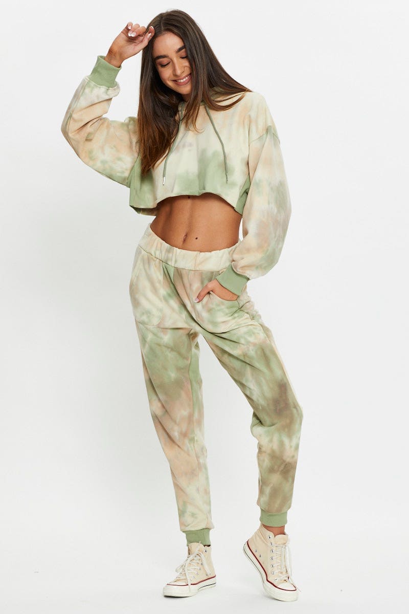 SWEAT Multi Tie Dye Cropped Hoodie for Women by Ally