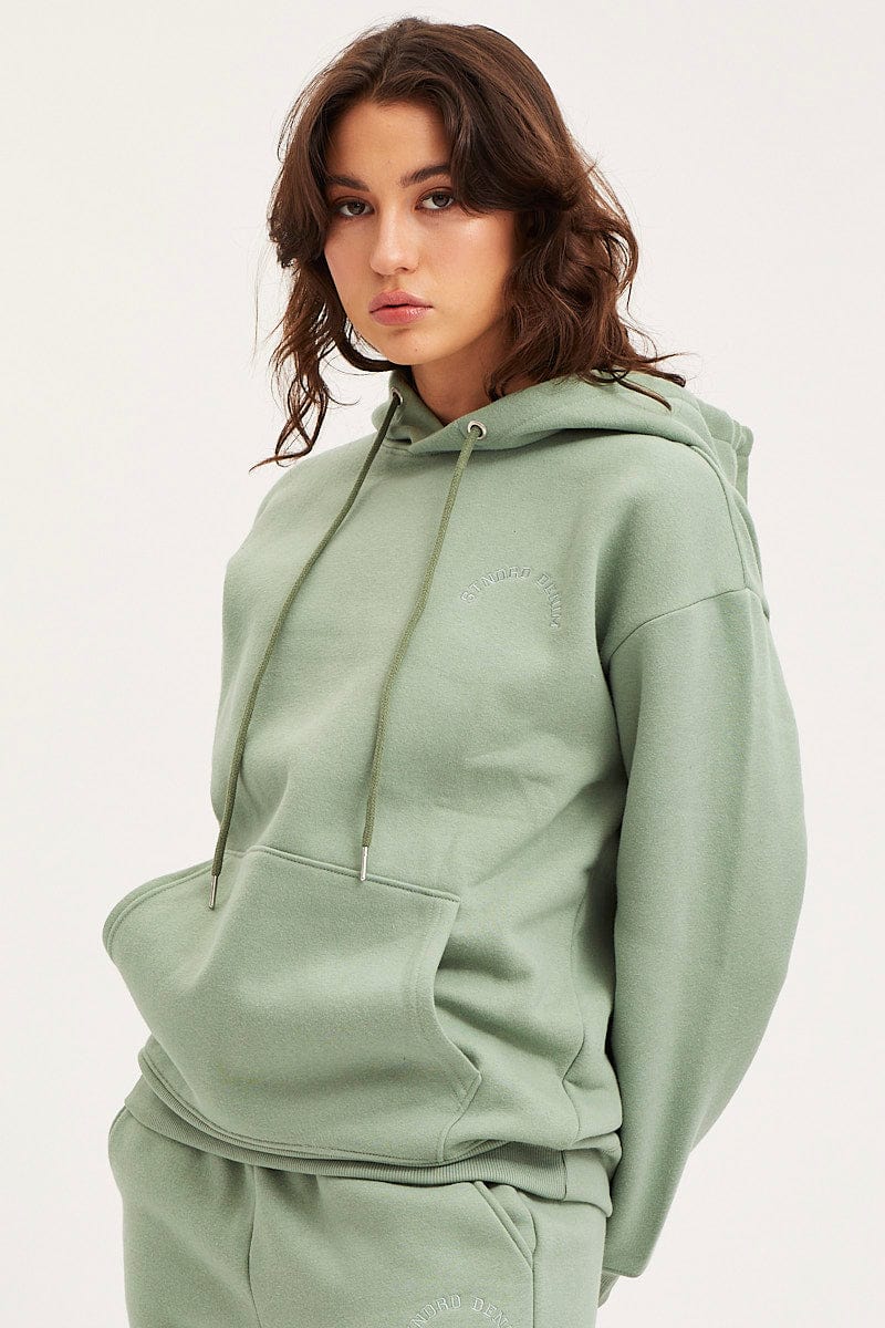 SWEAT REGULAR Green Unisex Sweatshirts Long Sleeve Oversized Hoodie for Women by Ally