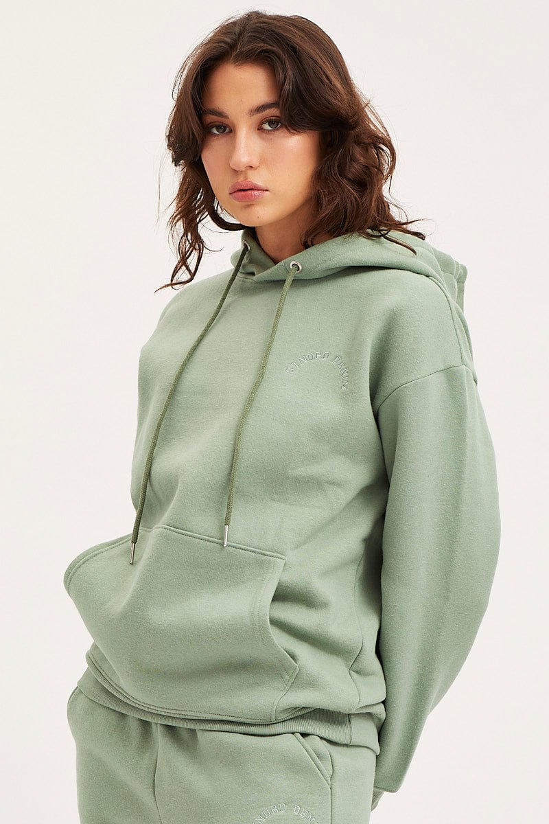 Fleece Sweatshirts Oversize Hoodie Women Women's Green Unisex