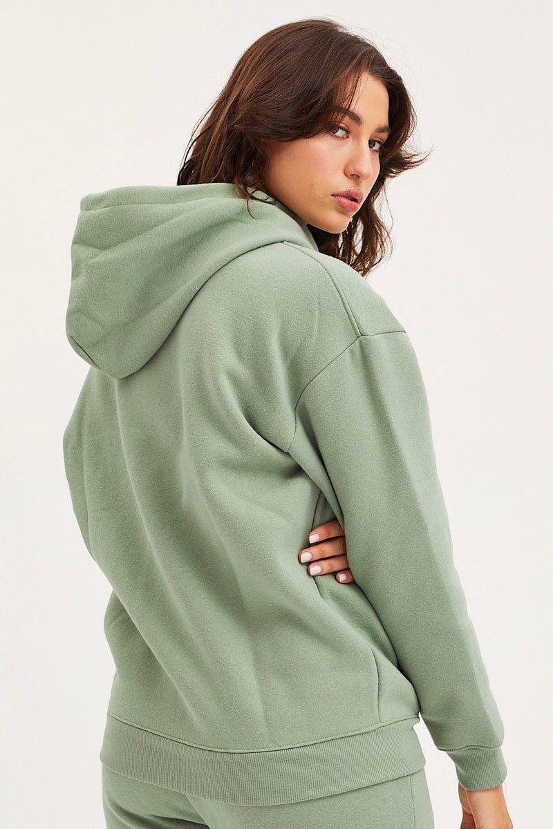 SWEAT REGULAR Green Unisex Sweatshirts Long Sleeve Oversized Hoodie for Women by Ally