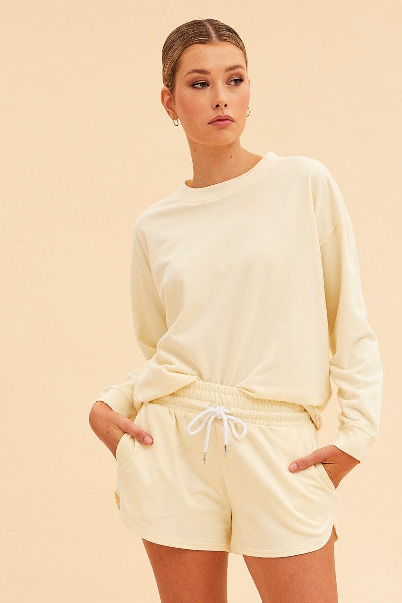 White Hudson Terry Crew Neck Oversized Sweat | Ally Fashion