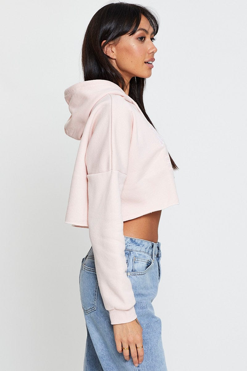 SWEATCROP Pink Crop Hooded Sweat for Women by Ally