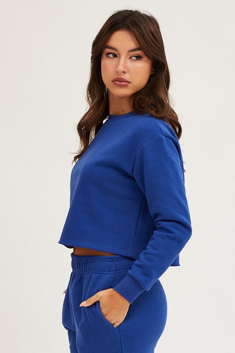 SWEATER Blue Crop Sweat for Women by Ally