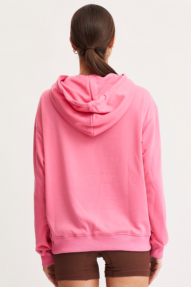 SWEATER Green Pink Hoodie Long Sleeve for Women by Ally