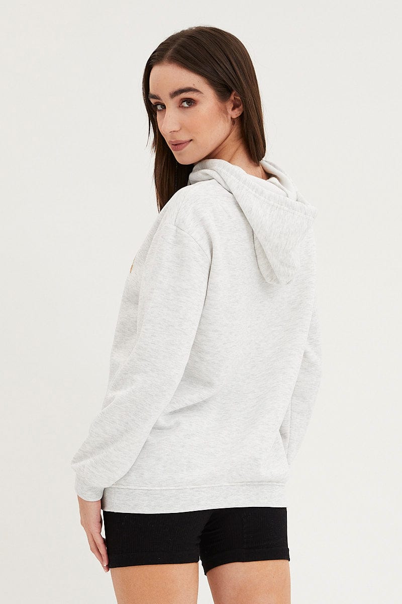 SWEATER Grey Graphic Hoodie Sweater Long Sleeve for Women by Ally