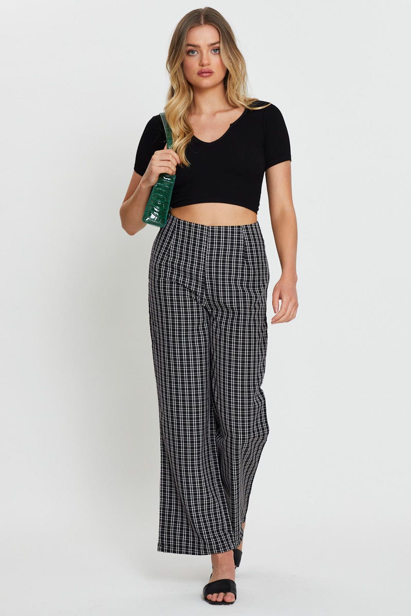 T-SHIRT Black Crop Top Short Sleeve for Women by Ally