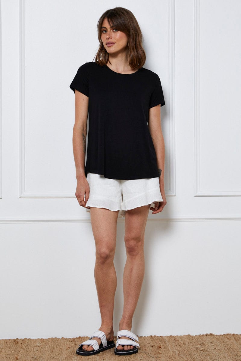 T-SHIRT Black T Shirt Short Sleeve for Women by Ally