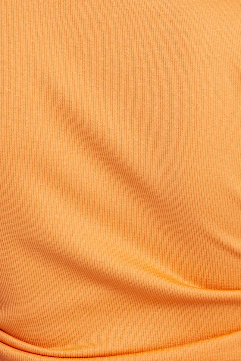 T-SHIRT Orange T Shirt Short Sleeve Crop Crew Neck for Women by Ally