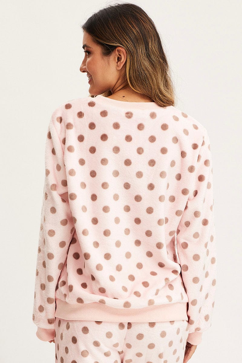 T-SHIRT Polka Dot Â Round Neck Top Long Sleeve for Women by Ally