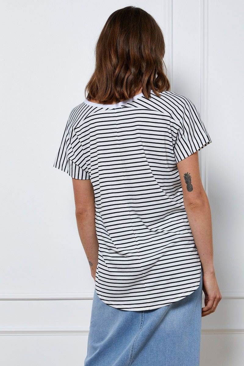 T-SHIRT Stripe T Shirt Short Sleeve for Women by Ally
