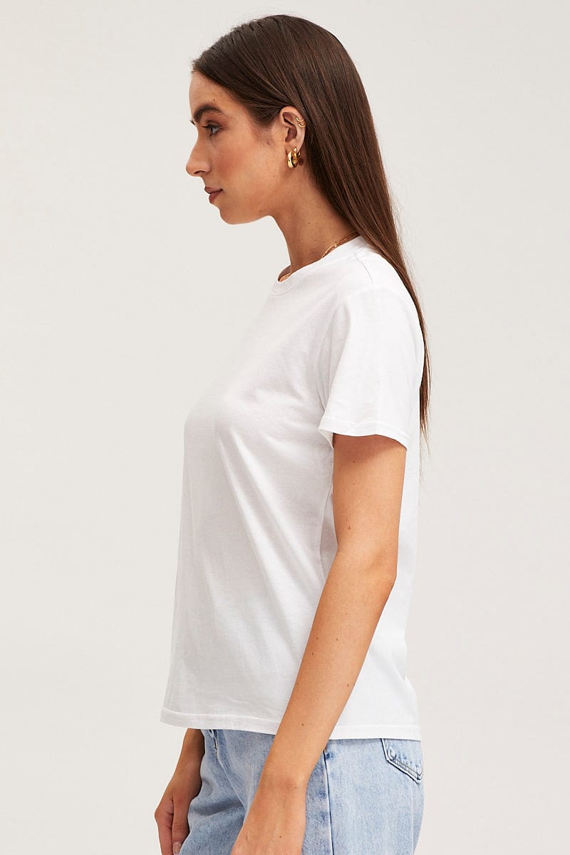 T-SHIRT White T Shirt Short Sleeve Crew Neck for Women by Ally