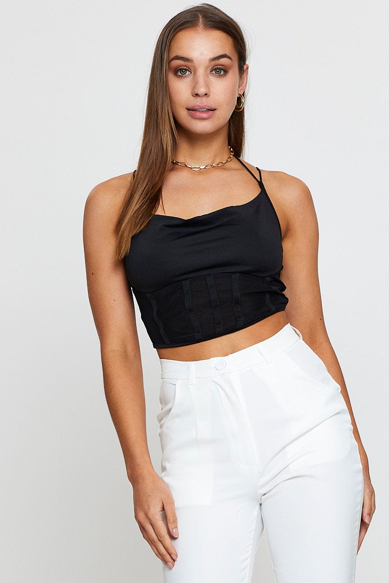 TANK Black Crop Top for Women by Ally