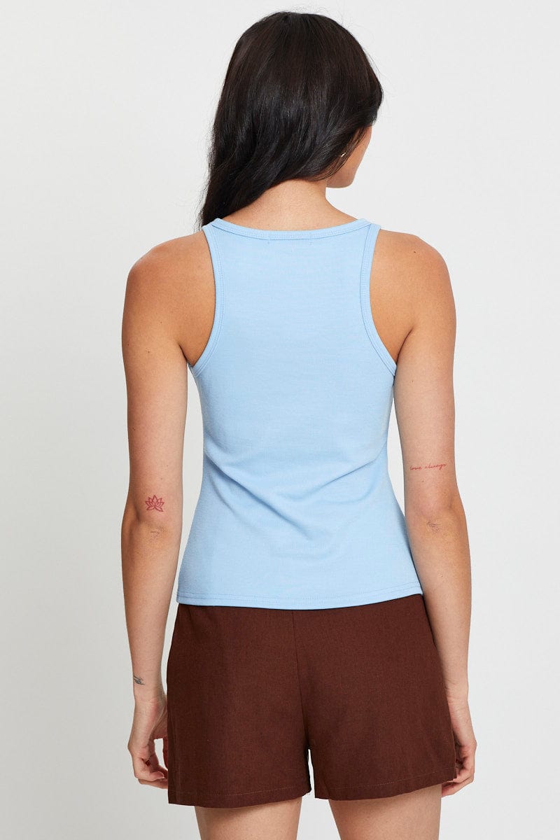 TANK Blue Tank Top for Women by Ally