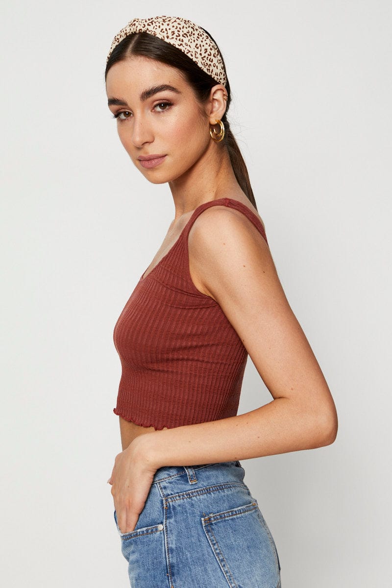 TANK Brown Crop Top Seamless for Women by Ally