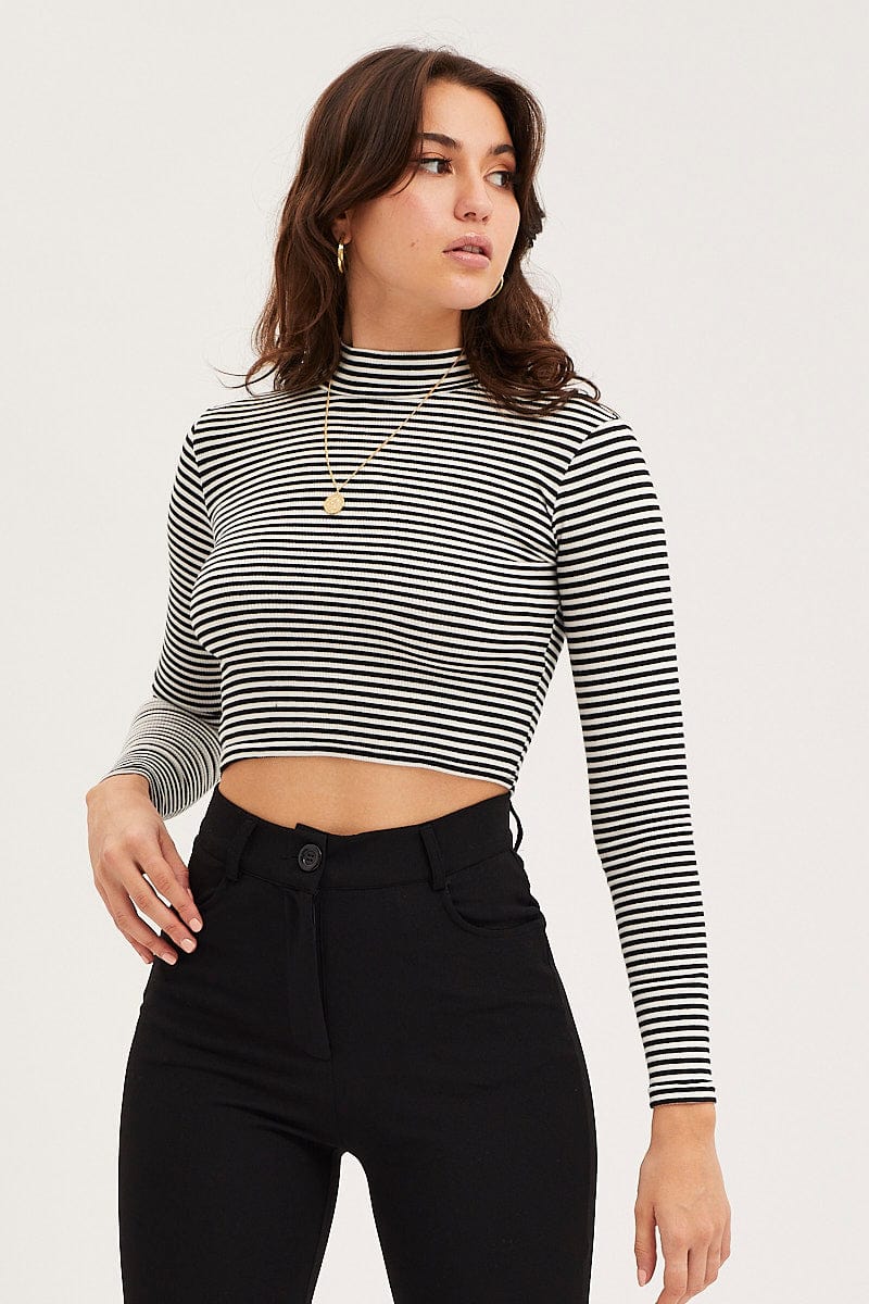 TANK CROP Check Top Long Sleeve Ribbed for Women by Ally